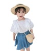 Summer set, lace top girl's, denim skirt, suitable for import, children's clothing