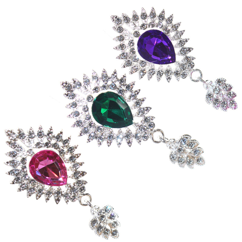 Nueva gota de agua colgante accesorios la joyería aleación puntiaguda gema inferior rhinestone plana material Decoración Ropa al por mayor