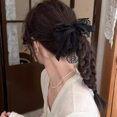 女性用のハイエンドブラックレースリボンヘッドバンド、新しいスタイルのヘアゴムバンド、ヘッドバンド、ヘッドバンド、西洋スタイルのヘアアクセサリー