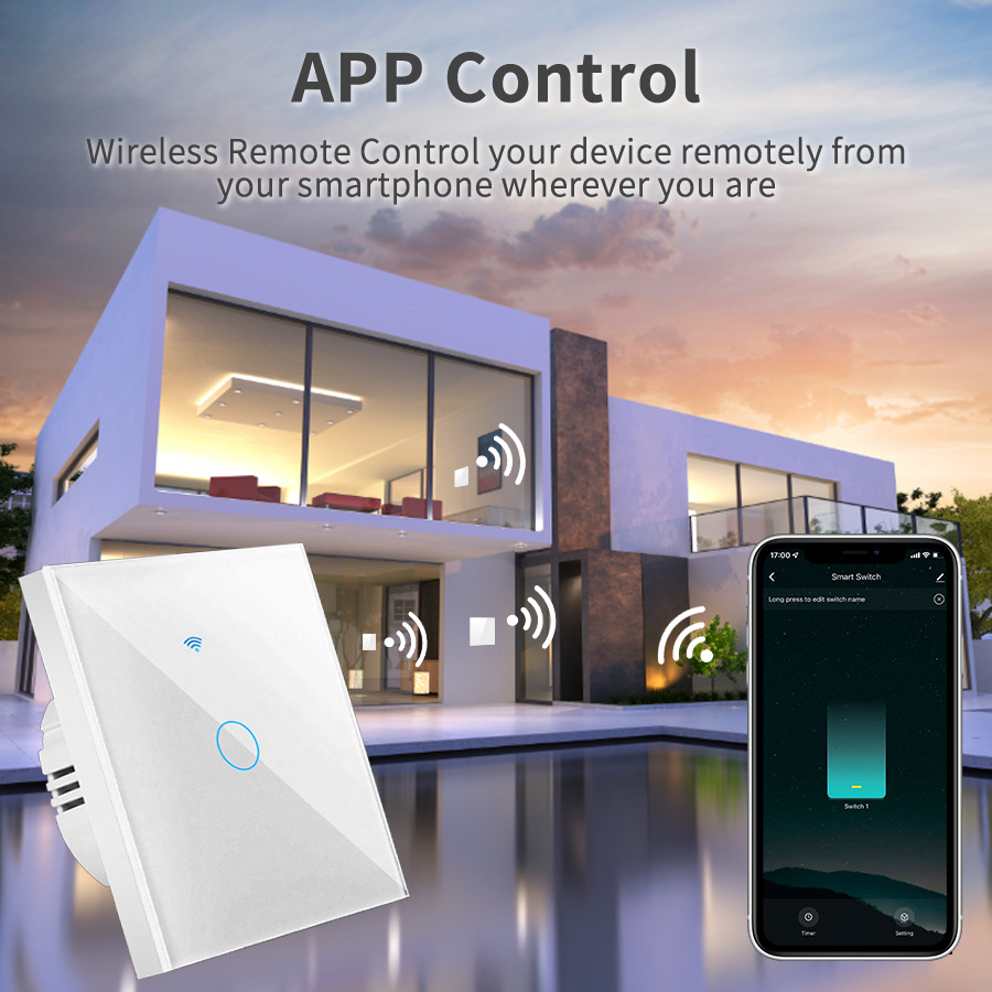 Interruptor Inteligente Tipo 86 de Vidrio Templado WiFi Bluetooth RF433 image 3
