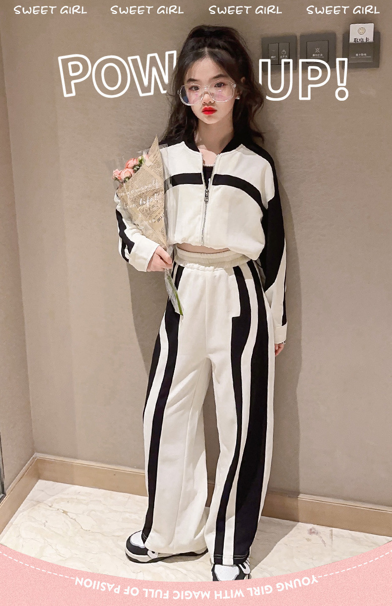 Ensemble deux pièces de sport décontracté pour filles, nouveau Design Sense, vêtements tendance pour enfants, printemps et automne 2023_voghion.com