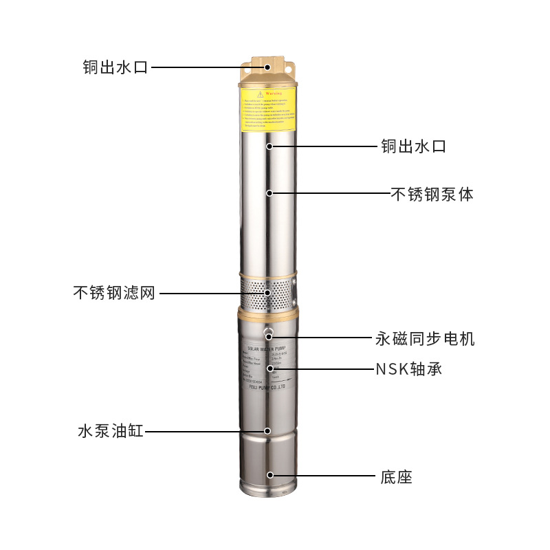 Bomba de agua solar de acero inoxidable de doble uso CC y CA, de 4 pulgadas, de gran caudal, para riego doméstico.
