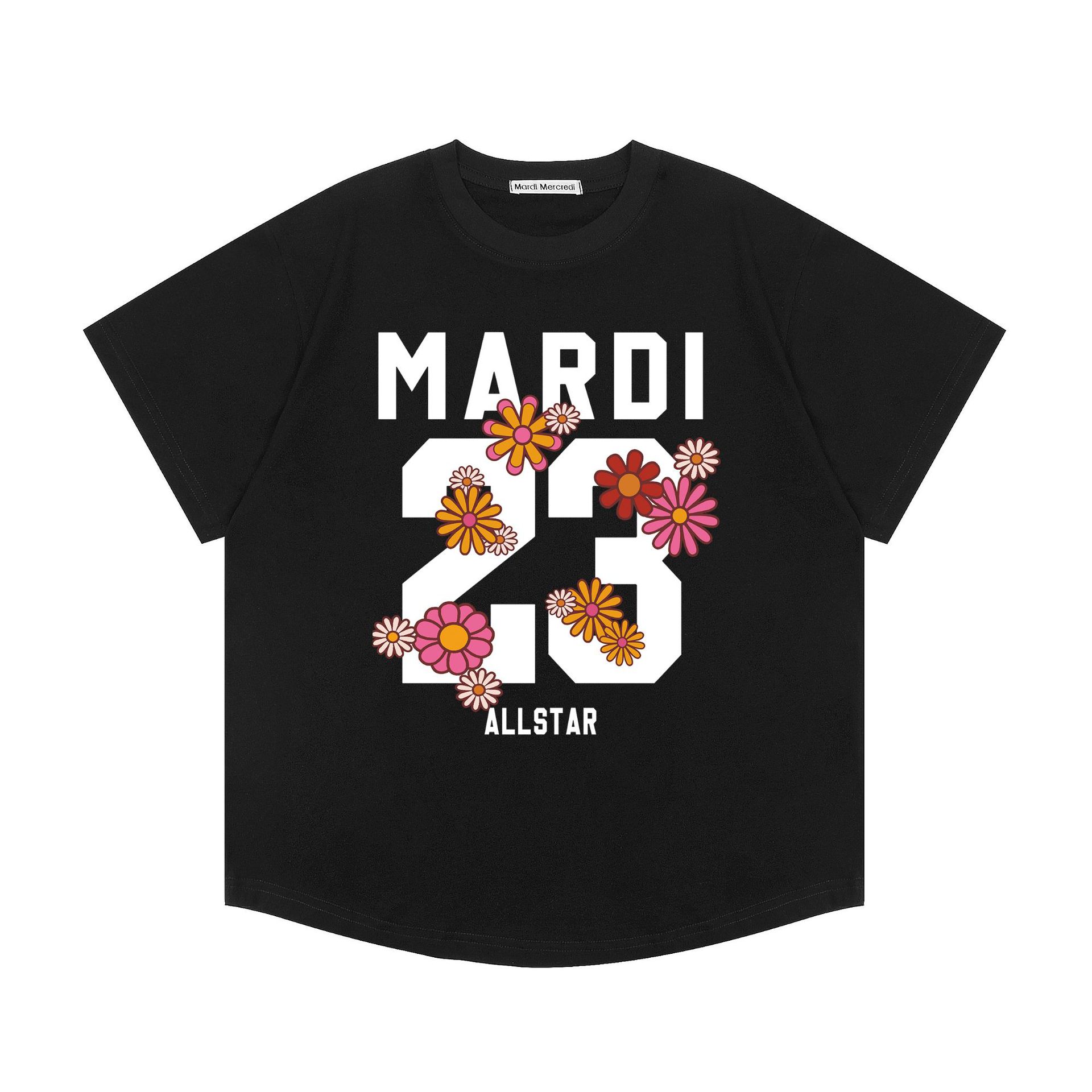 現物韓国潮牌Mardi半袖女性25夏新作デイジープリント丸襟純綿上着tシャツ代発