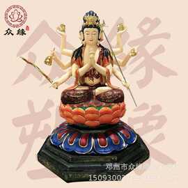 斗姥图片 斗姆娘娘神像 手工樟木雕刻小像摆件 玻璃钢神像厂家