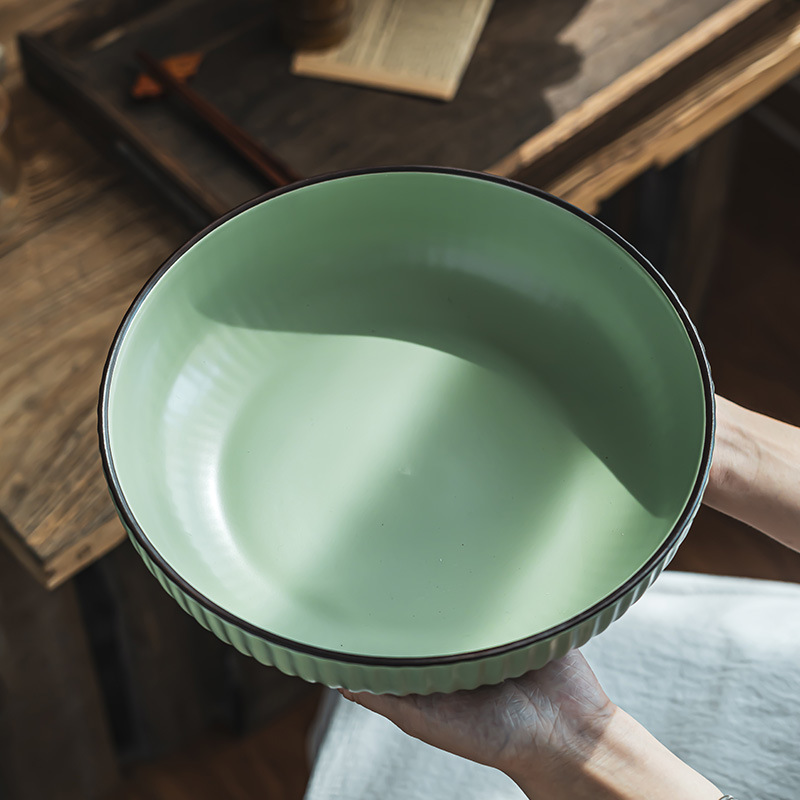 Tazón grande de estilo nórdico para cangrejos de río, tazón grande para pescado en escabeche, tazón de cerámica estilo retro extra grande para sopa y fideos, tazón de sopa para el hogar.