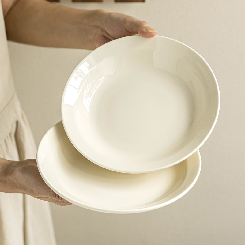 奶油风陶瓷盘极简餐具深盘家用圆形盘子批发菜盘餐盘沙拉盘西餐盘|undefined