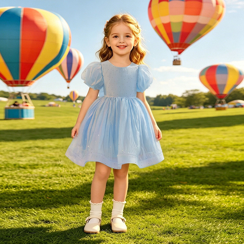 Amazon's new summer girls' dresses, festive dresses, stylish puff sleeve princess dresses