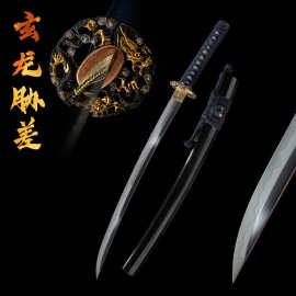 龙泉手工居合刀东洋胁差一体恐造短刀Hamon刀剑批发katana未开刃