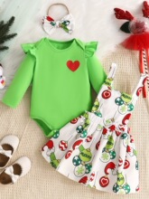 A 47131 Green Monster Print Dress Set ��ë��ӡ��ȹ��װ