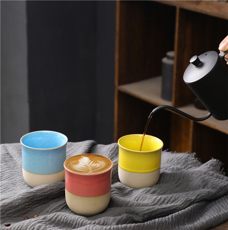 Vintage Ceramic Tea Bowl Japanese Style Espresso Cup Rustic_voghion.com