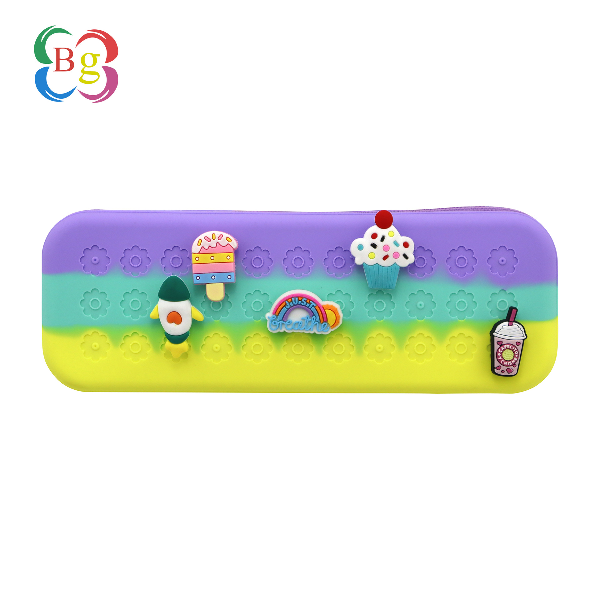 Inventario de alto valor facial DIY agujero de silicona bolsas de lápiz portátiles de gran capacidad caja de lápiz de dibujos animados simple caja de almacenamiento de papelería