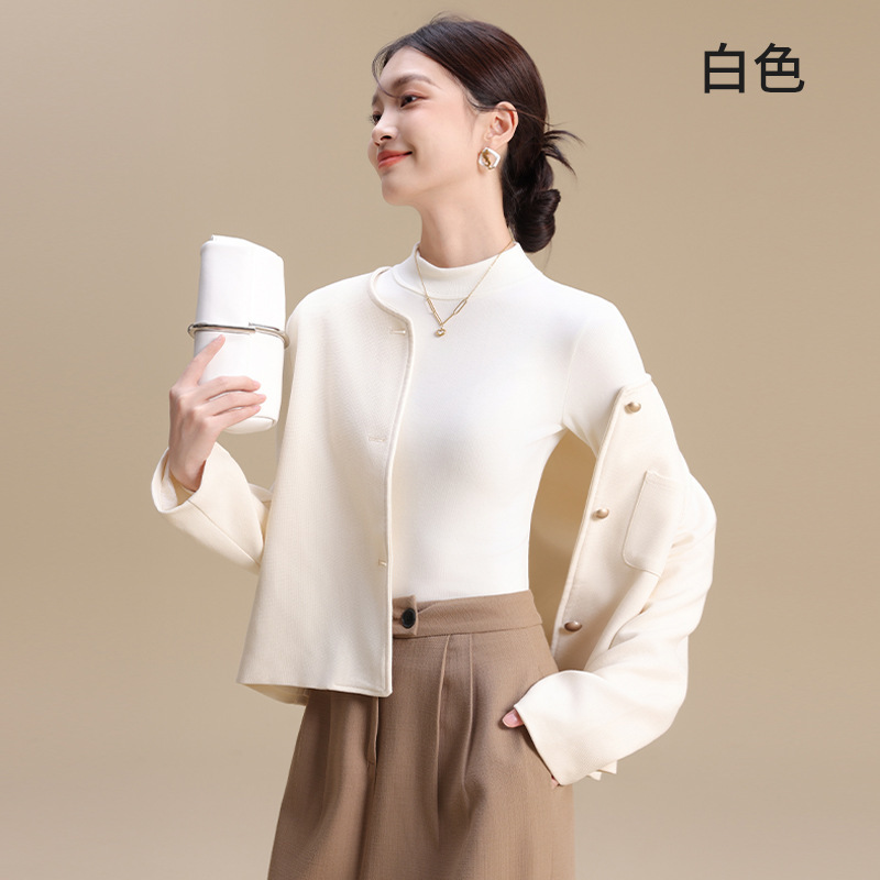富欣娜280克羊绒半高领打底衫女秋冬新款加绒加厚保暖上衣可外穿|undefined