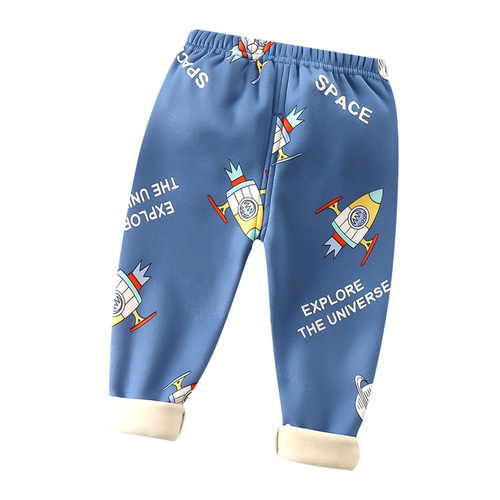 Children's velvet autumn pants new autumn and winter thickened warm pants for medium and large children with open crotch bottoming men's and women's home trousers