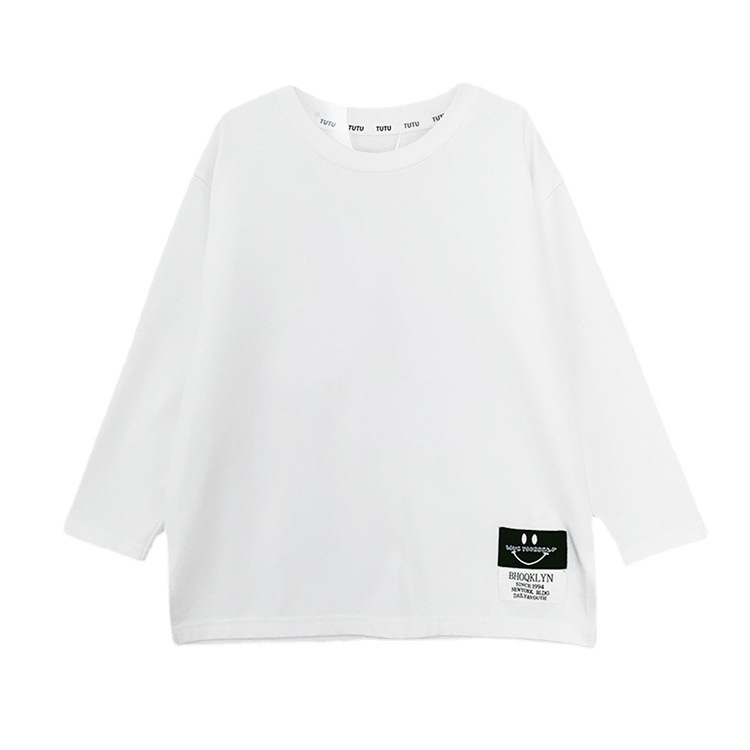 Camiseta de las niñas 2023 otoño nuevos niños del todo-fósforo camisa de fondo de dibujos animados bebé de media longitud cuello redondo de manga larga superior