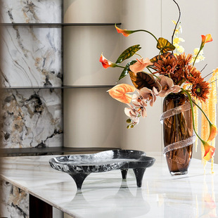 Patented European Marble Decorative Fruit Plate Table Decoration Ornaments Natural Stone Special-Shaped Design Fruit Plate