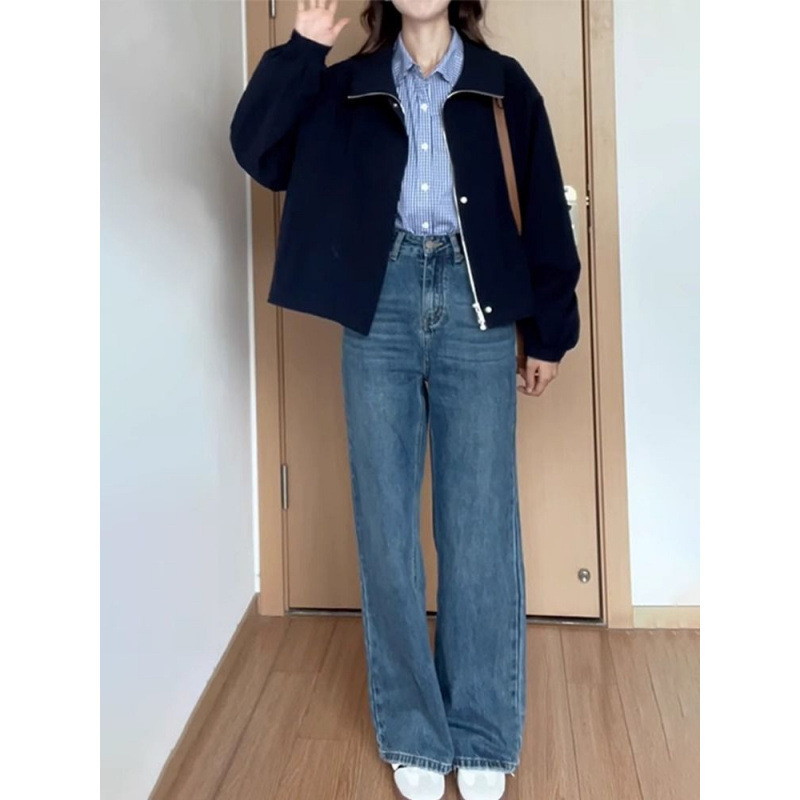 Shanli Dadi 春と秋の小作業着ショートジャケット女性の韓国スタイルの新しいジャケット女性のショートジャケットシンプル|undefined