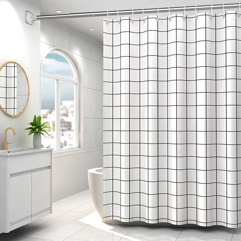 Carefully Selected Cross-Border Modern Minimalist Black and White Checkered Thickened Waterproof and Mildew-Proof Bathroom Partition Curtain Peva Shower Curtain Hanging Curtain Carefully Selected Cross-Border Modern Minimalist Black and White Checkered Thickened Waterproof and Mildew-Proof Bathroom Partition Curtain Peva Shower Curtain Hanging Curtain