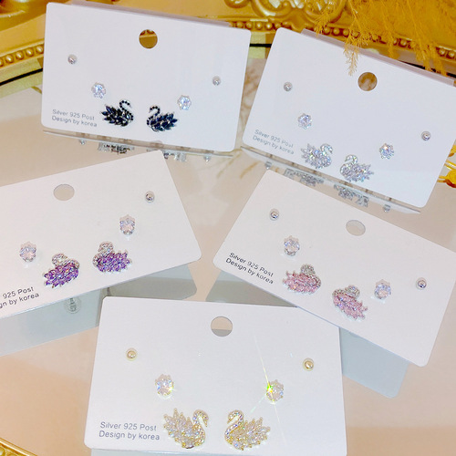 2024 trendy women's fashion six-piece set small earrings 925 silver needle set earrings for women 77246