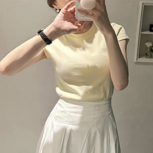 Now h Korean basic simple crew neck short sleeve t-shirt summer women's eight milk short slim fit coat the barnn * t