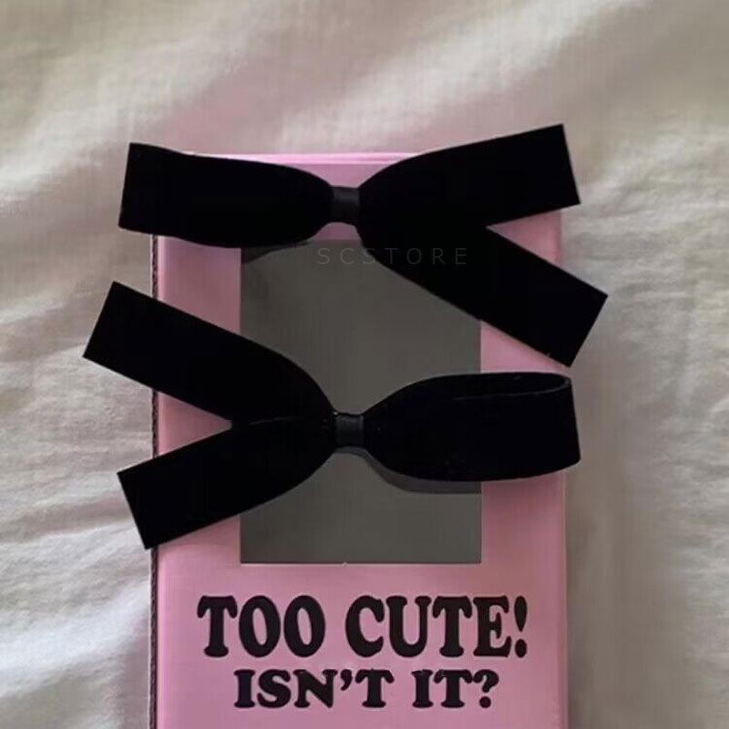 Korejský styl dívky francouzská sponka do vlasů černá mašle ofina klip malá stuha sametová sponka do vlasů vysoce kvalitní vlasové doplňky čelenka_voghion.com