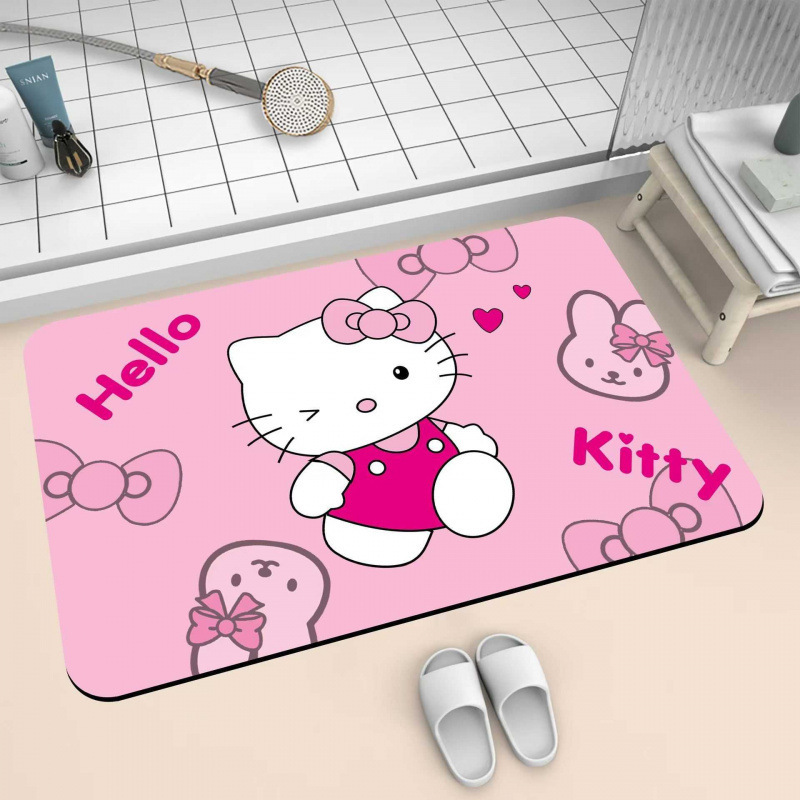可爱HelloKitty硅藻泥吸水地垫家用卫生间洗漱台防滑易打理门垫|undefined