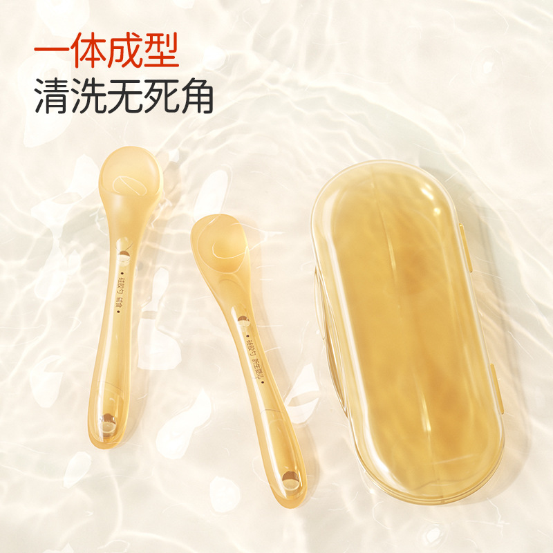 Silicone Soft Spoon Double Pack Infant Food Supplement Spoon Fork Baby Special Eating Tableware Mother and Baby Ready Stock Wholesale