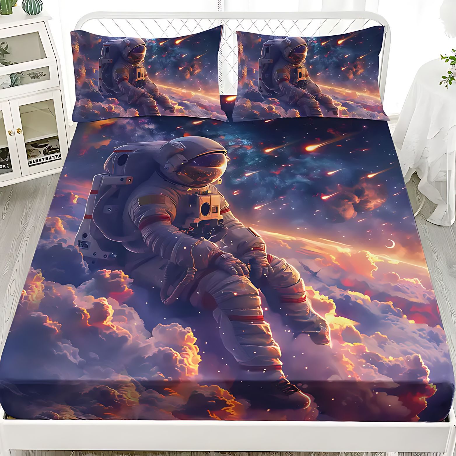 TEMU / JIT comercio exterior transfronterizo dibujos animados astronautas 3D impresión digital cama cama almohada kit para dibujar