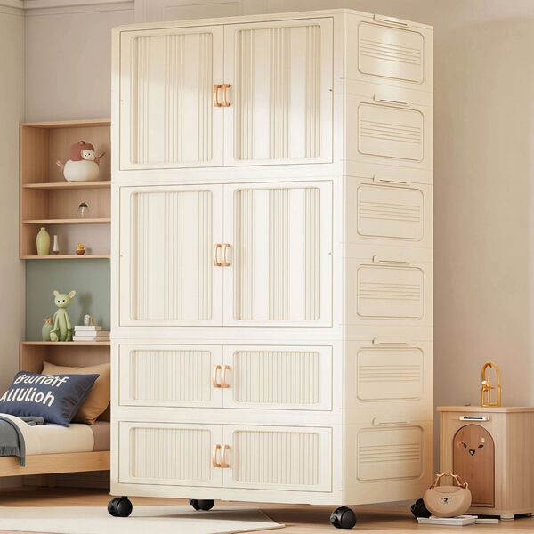 95CM wide thickened children's wardrobe baby storage cabinet plastic…