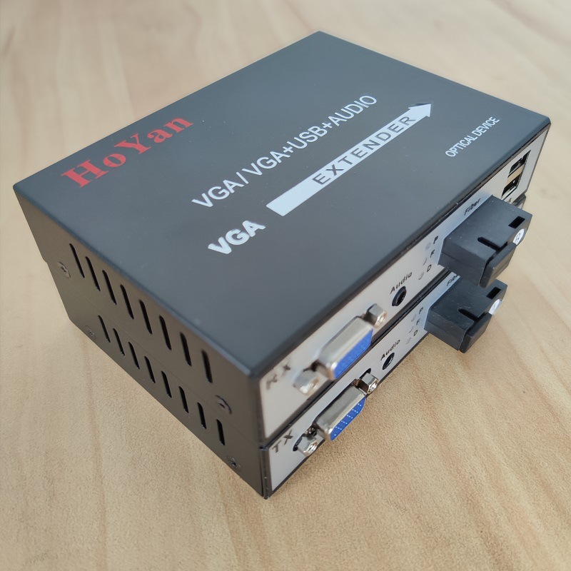 VGA光端机1路音频口VGA+USB键盘鼠标视频监控键鼠光纤延长环出