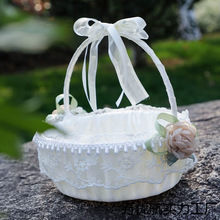 2025花童撒花瓣花篮婚礼婚庆喜篮迷你小号装饰收纳手提蕾丝道具篮