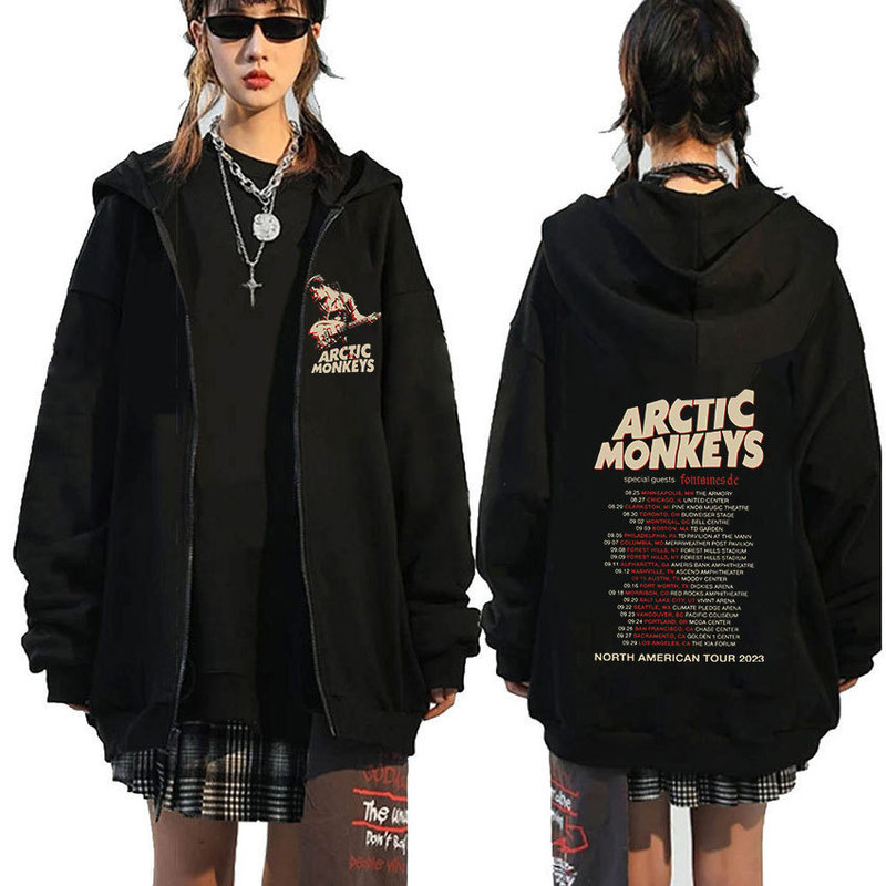 Cross-border Arctic Monkey Tour Zipper Hoodie Men's and Women's Fashion Pullover Cardigan Sweatshirt Hip-hop Coat Even