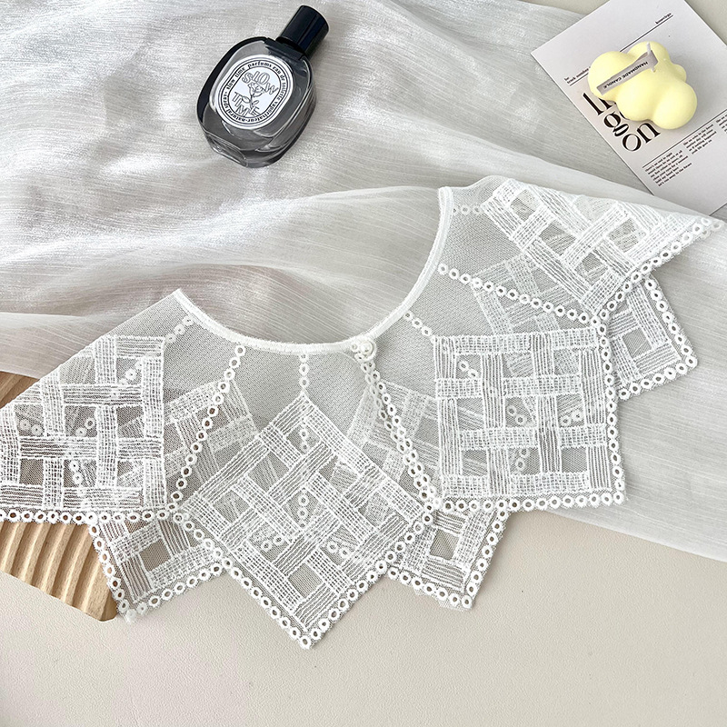 Camisas de cuello falso para niños de cuello falso de encaje, bufandas huecas, cuello, cuello de loto