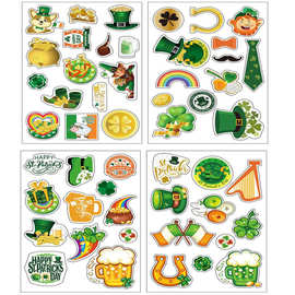 亚马逊2022新款绿帽子四叶草St.Patrick's Day圣帕特里克节贴纸