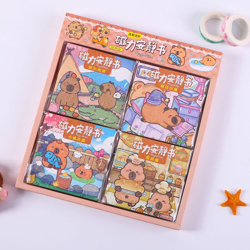 Cartoon New Capybara Magnetic Quiet Book Cute Creative Little Puffer Fish Mini DIY No-Cut Paste Book