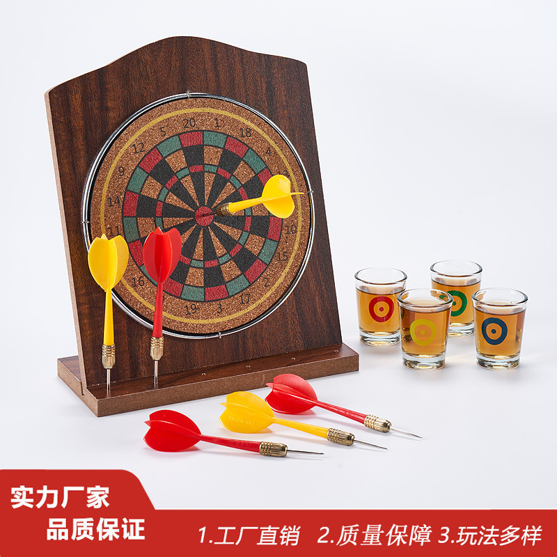 Wooden Dart Board Set Entertainment Leisure Competition Professional Dart Set Toy with Flying Needle Spot Wholesale Stall