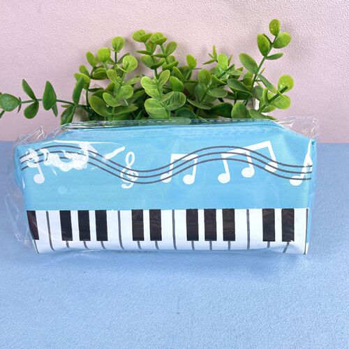 Piano keyboard note single-layer pen bag for primary school students, children fabric pencil bag, stationery bag, stationery pencil case