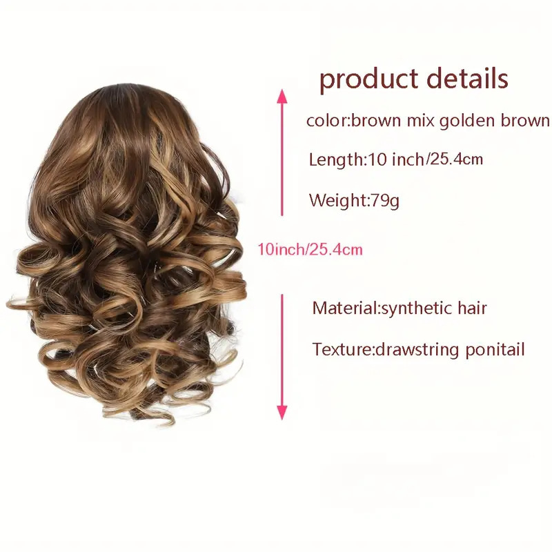 Wavy Synthetic Ponytail With Drawstring Natural Look Hairpiece_voghion.com