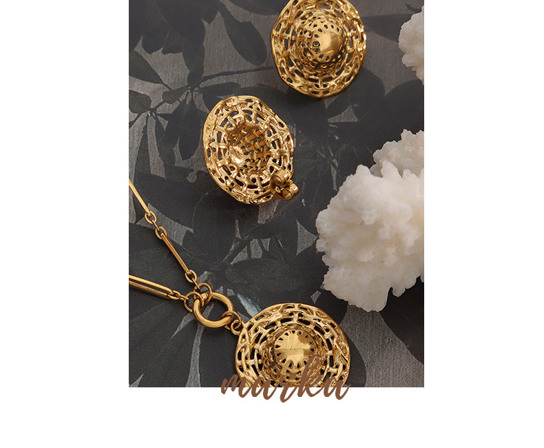 French Style Geometric Titanium Steel Plating Earrings Necklace