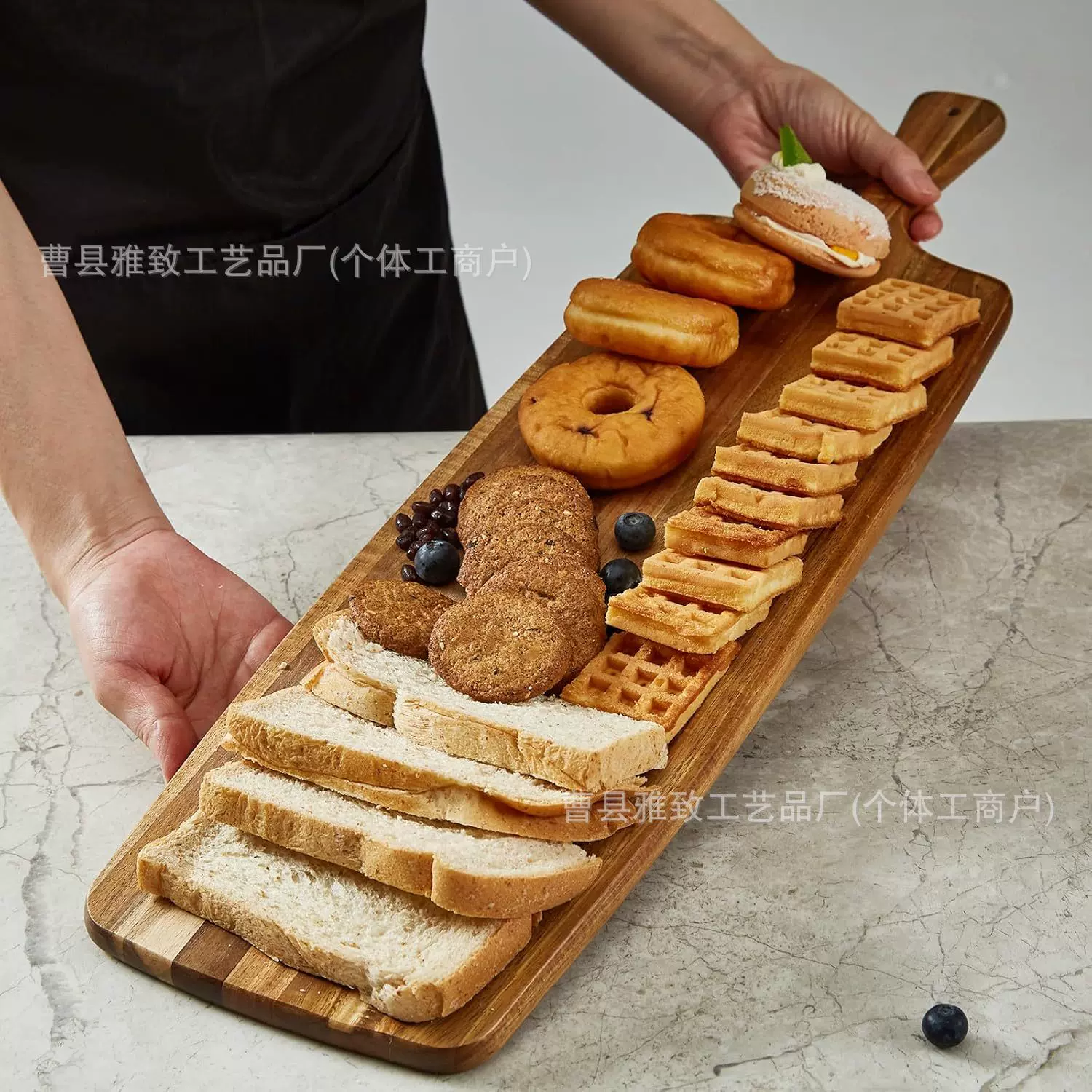 跨境新款相思木砧板菜板长方形双面可用带挂孔厨房切菜板水果托盘