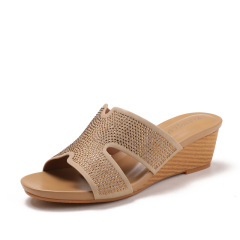 涼拖鞋女夏時尚外穿2025新款跨境百搭厚底增高坡跟ins潮半拖鞋女