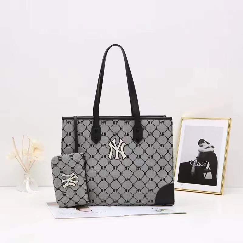 2024 秋冬新作 NY 脇の下レディースバッグ韓国 MLB 横型ラージトートバッグ大容量ポータブルショルダーバッグトレンディ|undefined