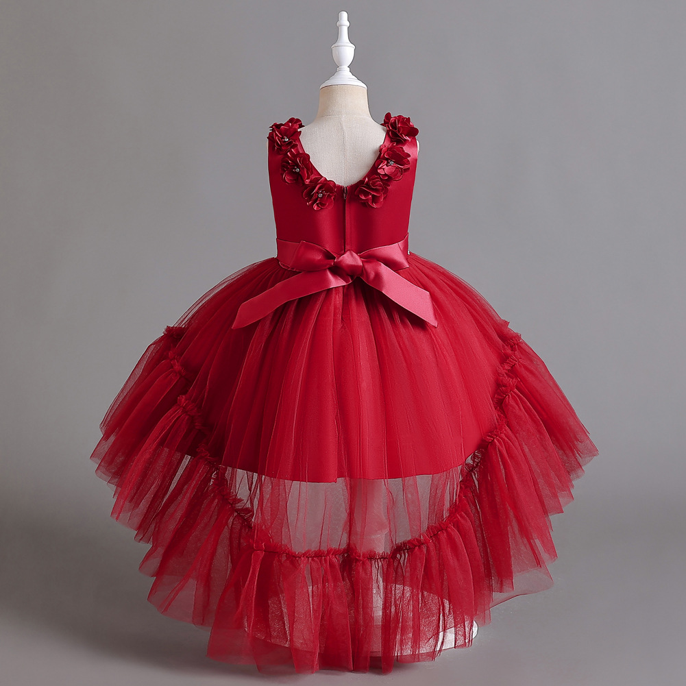 Nuevo vestido para niños vestido de princesa de malla sin mangas niñas pequeñas y medianas vestido de boda de pasarela vestido de noche ropa de Navidad
