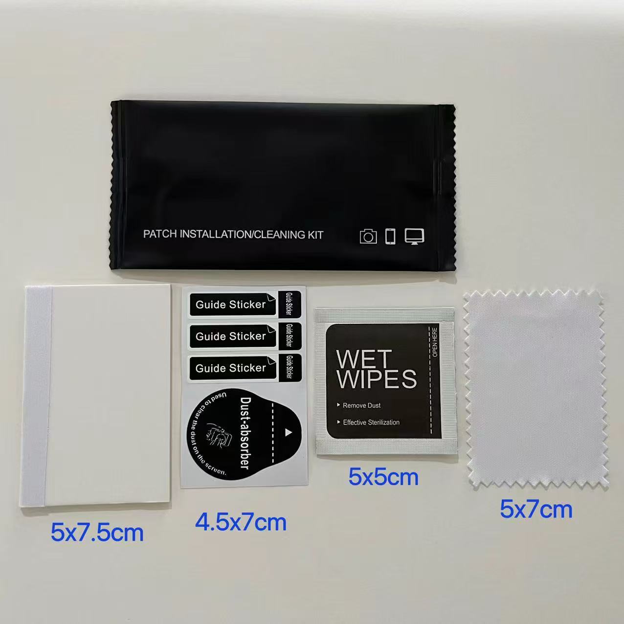 Tempered Glass Film Application Tool Kit 3-in-1 - Dry and Wet Alcohol Wipes Dust Removal Screen Cleaning Set with Application Assistance Tools