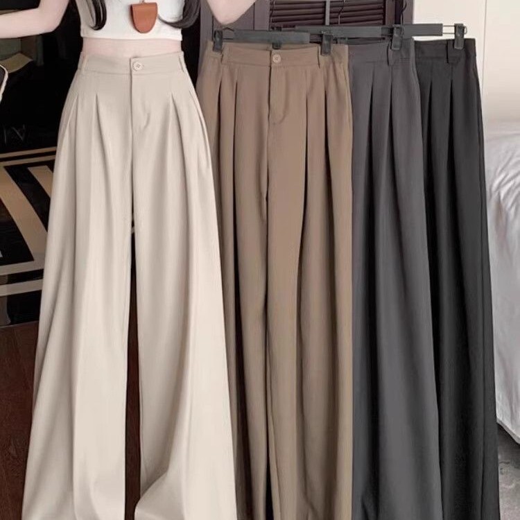 Easiest for Match Suit Wide-Leg Pants for Women Summer 2025 New High-End Draped Loose Small Casual Straight Pants Skirt