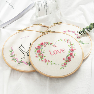 Cherish Handmade Embroidery diy Finger Hand Embroidery LOVE Cloth Stereo Ribbon Su Embroidery Hanging Gifts