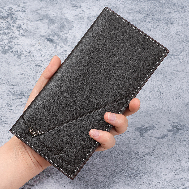 New Men's Wallet Men's Long Wallet Vertical Thin Youth Soft Wallet Multi-Card Slot Large Capacity Fashion Suit Bag