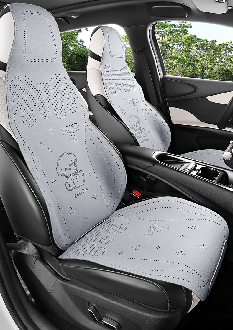 Car Seat Cushion Cartoon Suede Half-Cover Seat Cover New Style Cute Breathable Car Seat Cushion for Women
