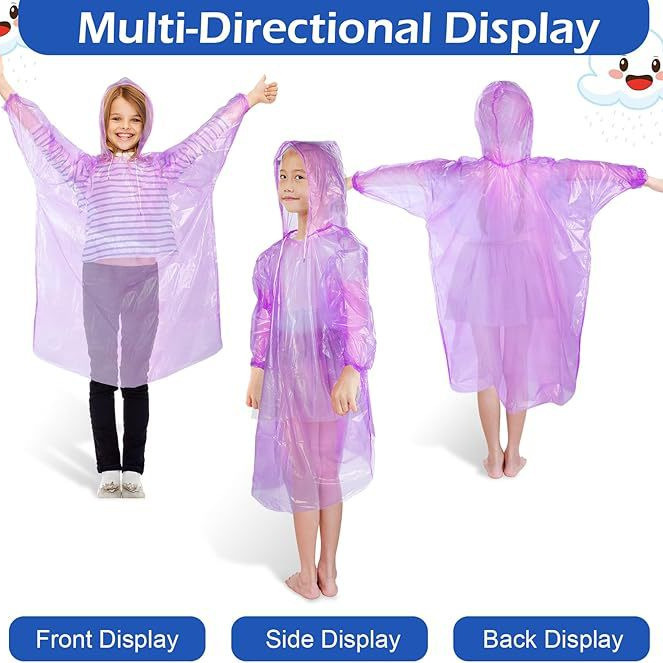 Children's Pullover Raincoat Disposable New Material Pe Raincoat in Various Colors Children's Pullover Recyclable Raincoat Poncho