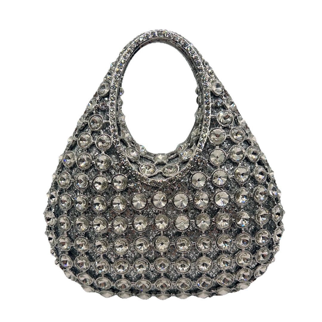 Bolsa de embrague transfronteriza diamante hueco cristal diamante de lujo cena de fiesta de mano bolso plateado otro