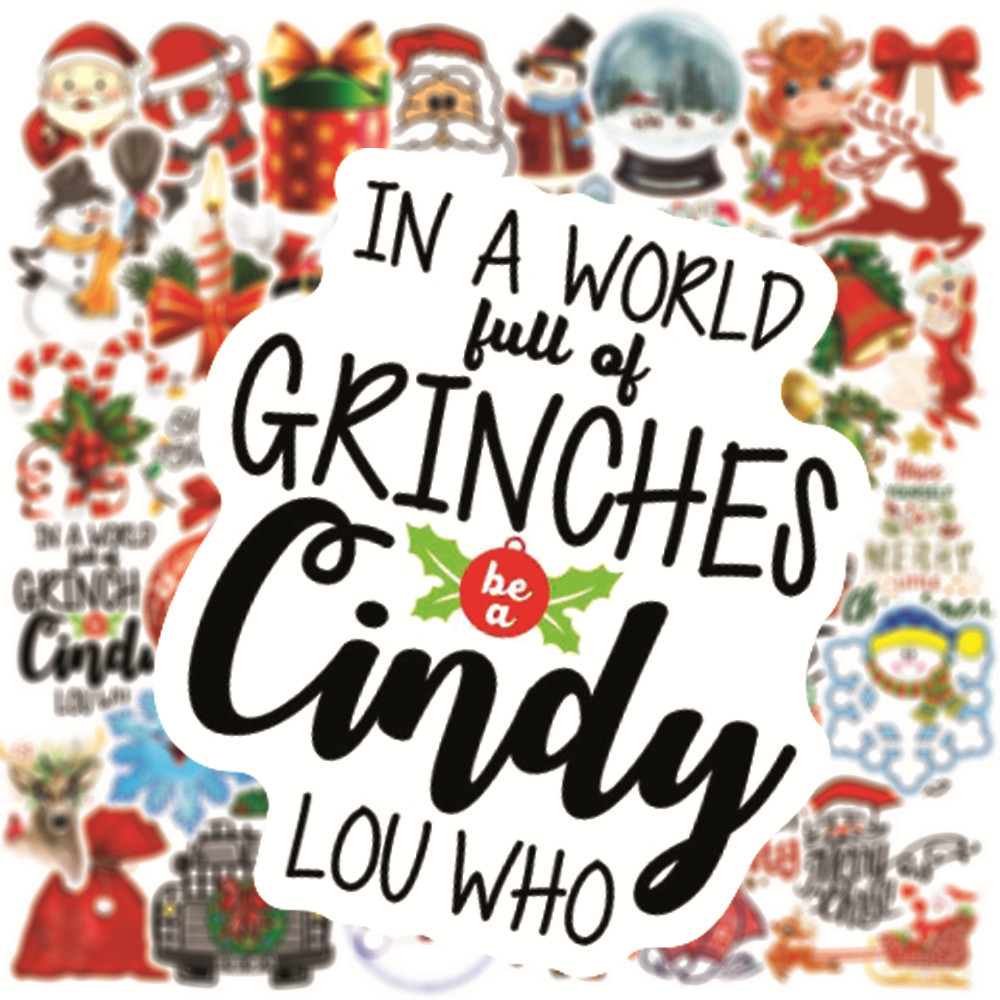 Pegatinas Decorativas De Dibujos Animados Bonitos Navidad Santa Claus Graffiti Colorido 50pcs display picture 6